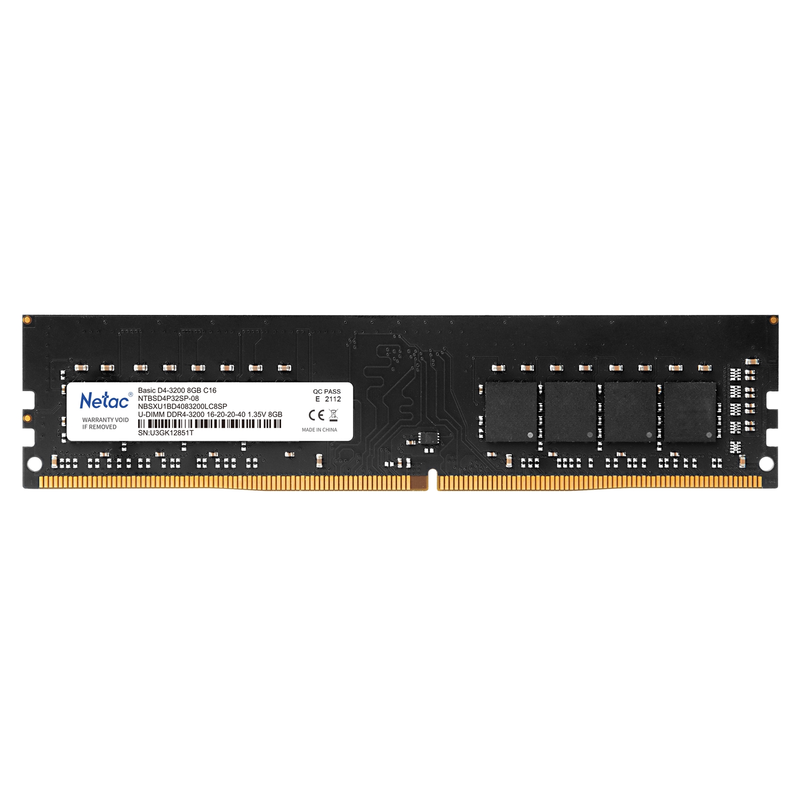 Netac 8GB No Heatsink (1 x 8GB) DDR4 3200MHz DIMM System Memory
