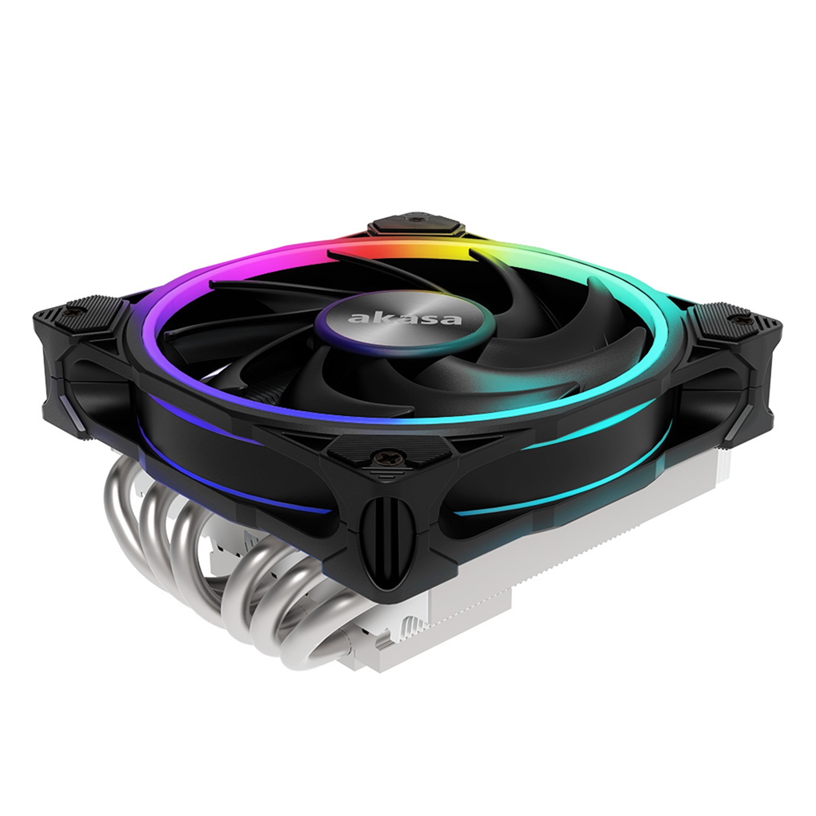 AKASA SOHO H6L Low-Profile Fan CPU Cooler, Universal Socket, 120mm PWM Addressable RGB LED Fan, 2000RPM, 6 Heat Pipes, Low-Profile at 67.2mm Height, Intelligent PWM Speed Control, Secure & Easy Mounting