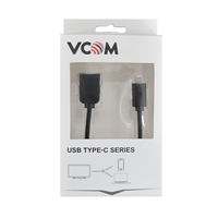 VCOM USB 3.0 A (F) to USB 3.1 C (M) 0.2m Black Retail Packaged Data Cable